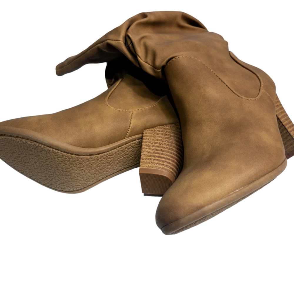 Xoxo Strasburg Western Tall Riding Boots Tan 5.5 - Picture 3 of 3